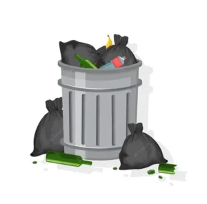 Basurero metálico lleno de basura